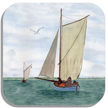 Untersetzer Glasuntersetzer 9,5 x 9,5 cm Zeesenboote Segelboote Boddenkette von Fischland-Darß-Zingst - Z3