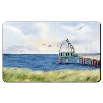 Frühstücksbrettchen Brettchen Folienmagnet Aquarell Maritim Kunst Druck Kunstdruck Ostsee Zingst - Tauchglocke im Sonnenuntergang - Z2