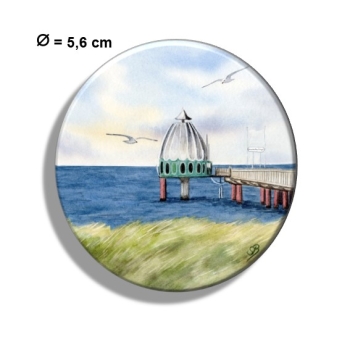 Kühlschrankmagnet m. Flaschenöffner Aquarell Maritim Kunst Druck Kunstdruck Ostsee Zingst - Tauchglocke im Sonnenuntergang - Z2