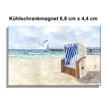 Fridge magnet Watercolor Maritime Art Print Baltic Sea - Zingst – Pier Diving Bell Beach