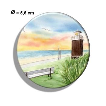 Fridge magnet with bottle opener Watercolor Maritime Art Print North Sea Föhr Lighthouse Beach Chair Ocean