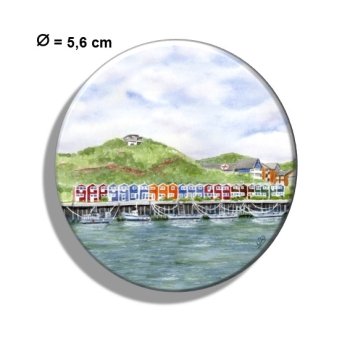 Kühlschrankmagnet m. Flaschenöffner Aquarell Maritim Kunst Druck Kunstdruck Nordsee Insel Helgoland Hummerbuden Lange Anna Felsen Hafen Shops