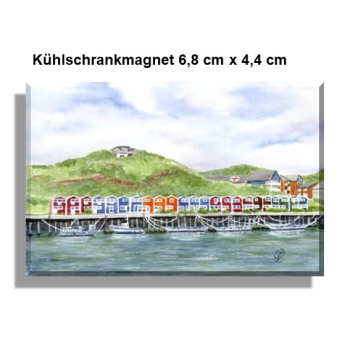 Kühlschrankmagnet Aquarell Maritim Kunst Druck Kunstdruck Nordsee Insel Helgoland Hummerbuden Lange Anna Felsen Hafen Shops