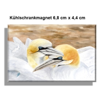 Kühlschrankmagnet  Aquarell Maritim Kunst Druck Kunstdruck Nordsee Insel Helgoland Basstölpel Vögel Lange Anna Felsen