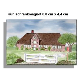 Kühlschrankmagnet Aquarell Maritim Kunst Druck Kunstdruck Nordsee Amrum Insel Öömrang Hüs Haus Museum