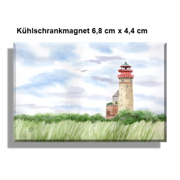 Kühlschrankmagnet  Aquarell Maritim Kunst Druck Kunstdruck Ostsee Leuchtturm Kap Arkona