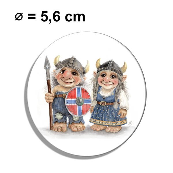 Fridge magnet with bottle opener watercolor art print  Scandinavia - Viking Pair of Trolls Troll - AL8-NO