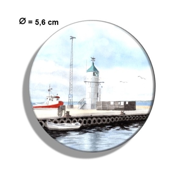 Fridge magnet with bottle opener watercolor maritime art print art print  Denmark Danmark Aaro - Aro - Arø - Aarø 1- Lighthouse in the harbor
