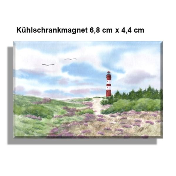 Kühlschrankmagnet  Aquarell Maritim Kunst Druck Kunstdruck Nordsee Amrum Leuchtturm Insel