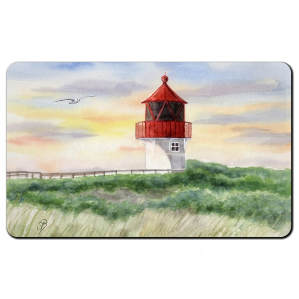 Frühstücksbrettchen Brettchen Aquarell Maritim Kunst Druck Kunstdruck Nordsee Amrum  Seezeichen  Quermarkenfeuer Sonnenuntergang - Amrum4