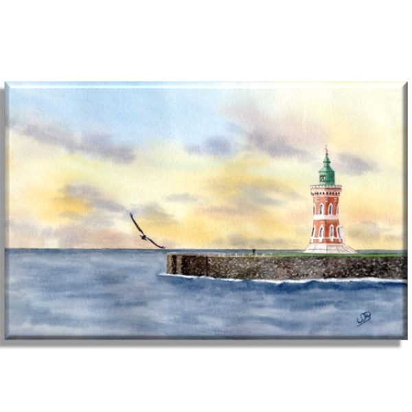 Leinwand 30 x 20 cm Keilrahmen Canvas-Leinen  Aquarell Kunst Druck Kunstdruck Bremerhaven Leuchtturm Pingelturm - BHV1
