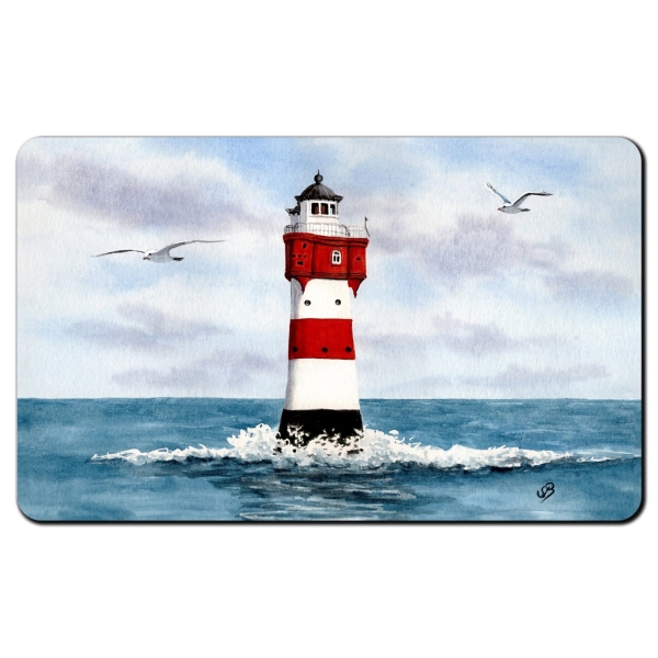 Frühstücksbrettchen Brettchen Aquarell Kunst Druck Kunstdruck Bremerhaven Leuchtturm Roter Sand - BHV2