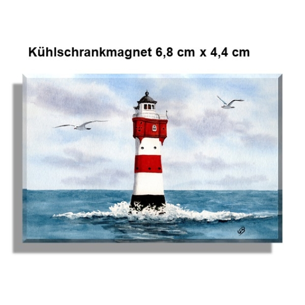Kühlschrankmagnet  Aquarell Kunst Druck Kunstdruck Bremerhaven Leuchtturm Roter Sand - BHV2