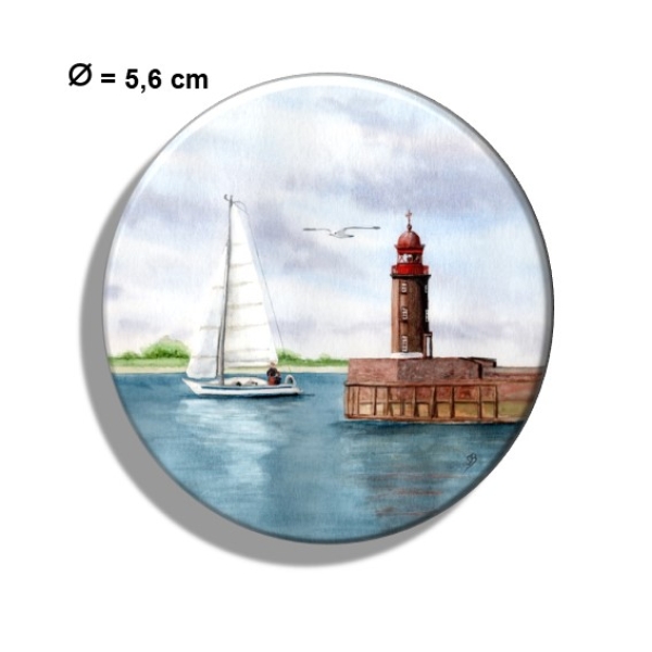 Kühlschrankmagnet m. Flaschenöffner Aquarell Kunst Druck Kunstdruck Bremerhaven Leuchtturm Nordmole Mole - BHV3