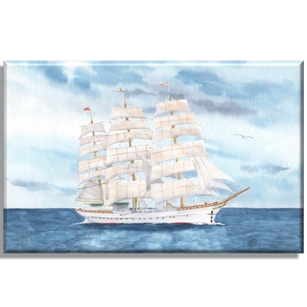 Leinwand 30 x 20 cm Keilrahmen Canvas-Leinen  Aquarell Kunst Druck Kunstdruck Bremerhaven Schulschiff Segelschiff Deutschland - BHV6