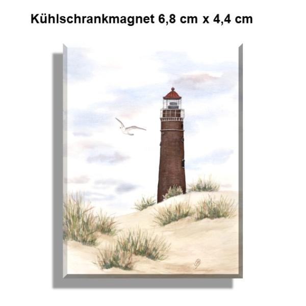 Kühlschrankmagnet Aquarell Maritim Kunst Druck Kunstdruck Nordsee Insel Borkum Neuer Leuchtturm Strand Meer Dünen
