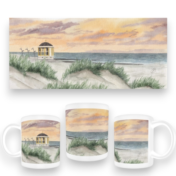 Tasse Becher Kaffeebecher Pavillon Borkum - Sonnenuntergang - Düne - BO15