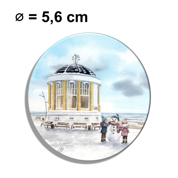 Kühlschrankmagnet m. Flaschenöffner Aquarell Maritim Kunst Druck Kunstdruck Nordsee Pavillon Musikpavillon Insel Borkum Meer Strand