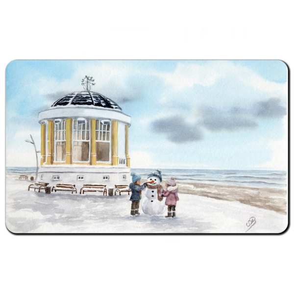 Breakfast Board Watercolor Maritime Art Print North Sea Island Borkum Pavillon Beach Ocean