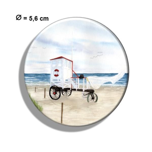 Kühlschrankmagnet m. Flaschenöffner  Aquarell Maritim Kunst Druck Kunstdruck Nordsee Insel Baltrum Strand Dünen Meer Badeturm