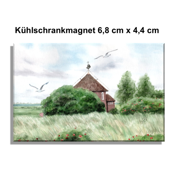 Fridge magnet Watercolor Maritime Art Print North Sea Island Baltrum Church