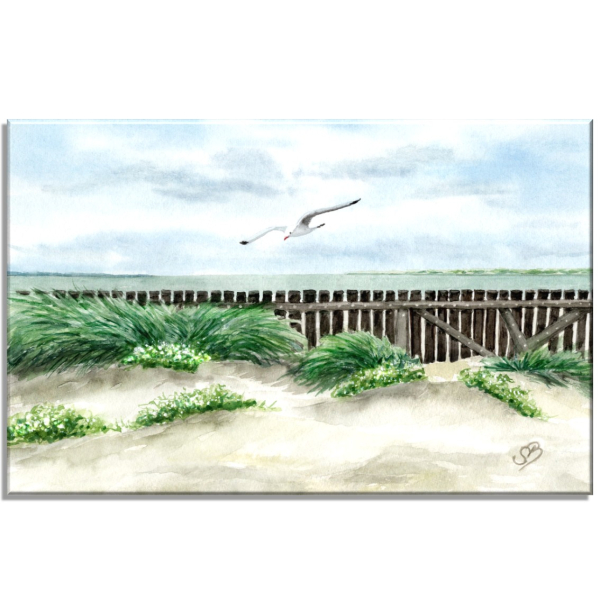 Leinwand 30 x 20 cm Keilrahmen Canvas-Leinen Aquarell Maritim Kunst Druck Kunstdruck Nordsee Insel Baltrum Strand Dünen Meer