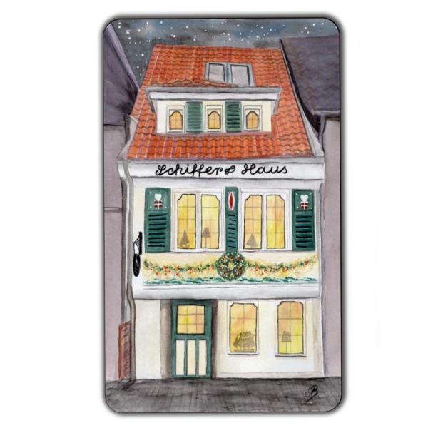 Frühstücksbrettchen Brettchen Aquarell Maritim Kunst Druck Kunstdruck Bremen Bremer Schnoor Gasse Nordsee Souvenir Souvenirs Schifferhaus