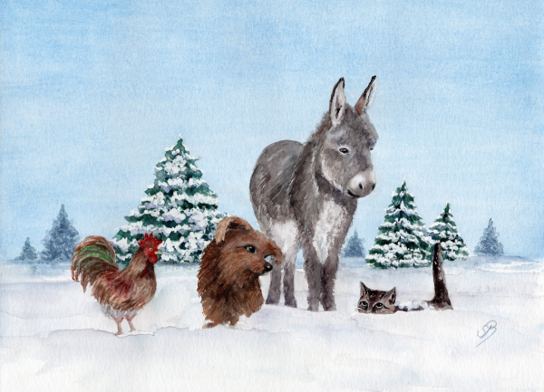 Poster DIN-A3 Bremen Town Musicians Christmas in the Forest - Bre16