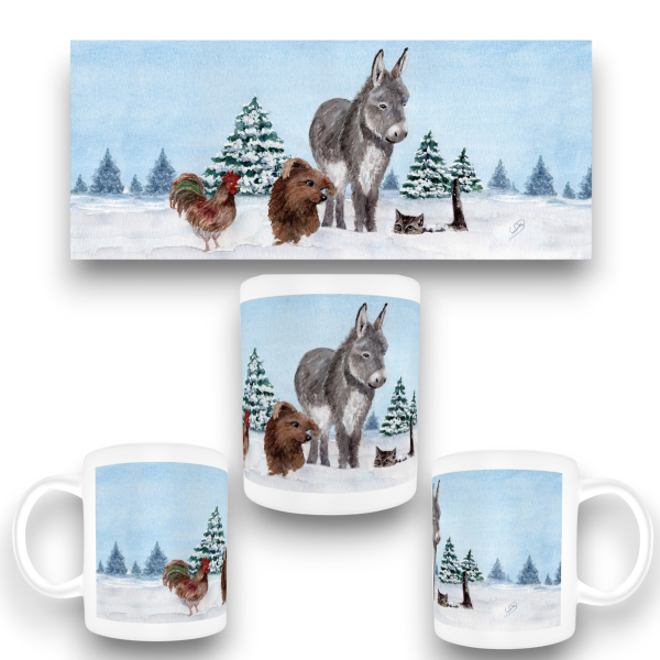 Cup Coffee Cup Mug Bremen Town Musicians Christmas in the Forest - Bre16