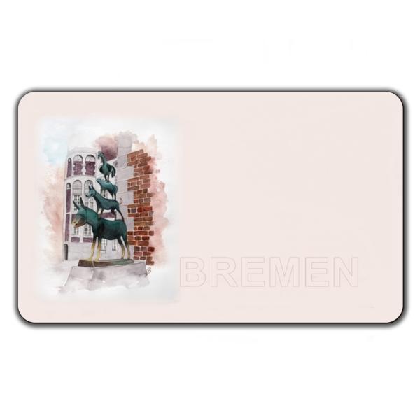 Frühstücksbrettchen Brettchen Aquarell Maritim Kunst Druck Kunstdruck Bremen Bremer Stadtmusikanten Nordsee Souvenir Souvenirs