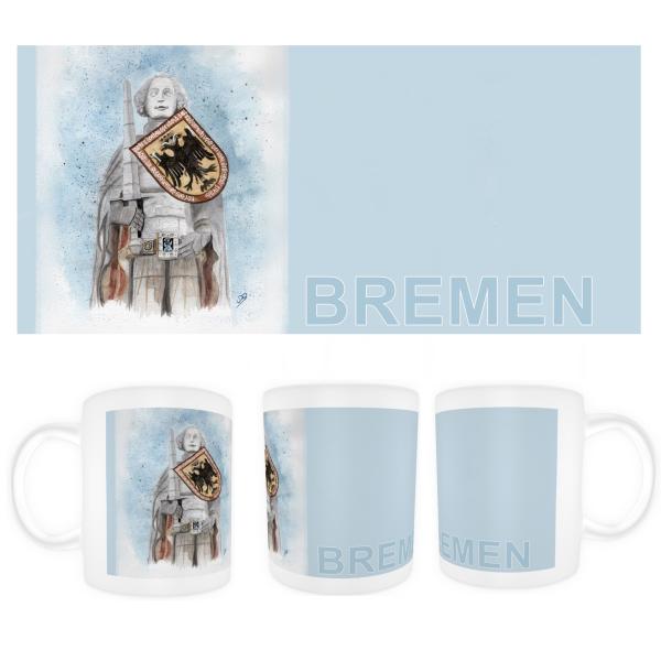 Tasse Becher Kaffeebecher Aquarell Maritim Kunst Druck Kunstdruck Bremen Bremer Roland Nordsee Souvenir Souvenirs