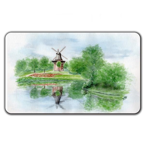Breakfast Board Watercolor Maritime Art Print Bremen Bremer Windmill Mill  Souvenir Souvenirs North Sea