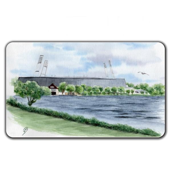 Frühstücksbrettchen Brettchen Aquarell Maritim Kunst Druck Kunstdruck Werder Bremen Bremer Weserstation Fußball Stadion