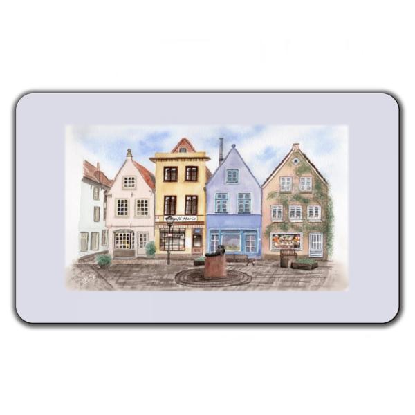 Frühstücksbrettchen Brettchen Aquarell Maritim Kunst Druck Kunstdruck Bremen Bremer Schnoor Gasse Nordsee Souvenir Souvenirs