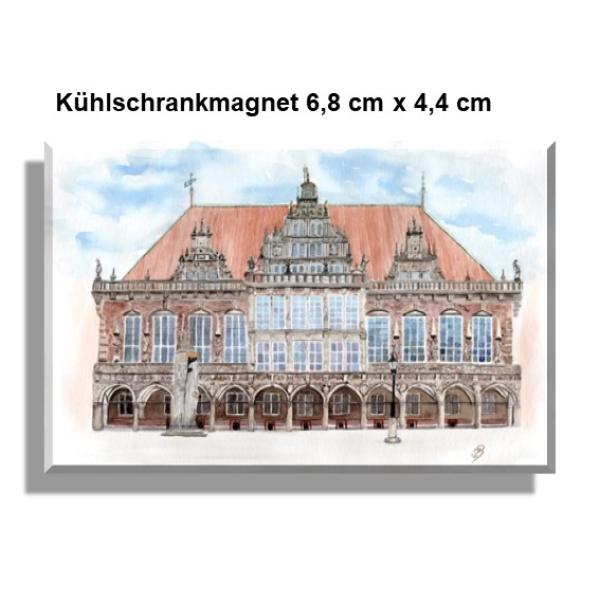Kühlschrankmagnet Aquarell Maritim Kunst Druck Kunstdruck Bremen Bremer Rathaus Nordsee Souvenir Souvenirs