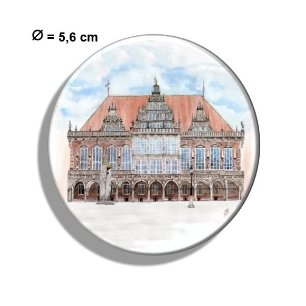 Kühlschrankmagnet m. Flaschenöffner Aquarell Maritim Kunst Druck Kunstdruck Bremen Bremer Rathaus  Nordsee Souvenir Souvenirs