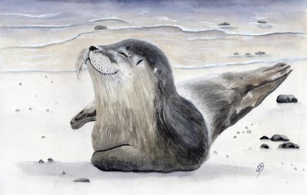 Breakfast Board Board  Watercolor Maritime Art Print Seal Denmark North Sea Baltic Sea