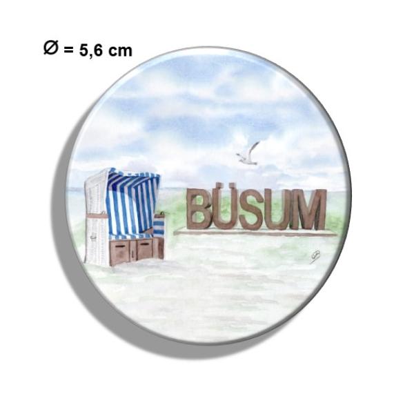 Kühlschrankmagnet m. Flaschenöffner Aquarell Maritim Kunst Druck Kunstdruck Nordsee Büsum  Strandkorb Strand Meer