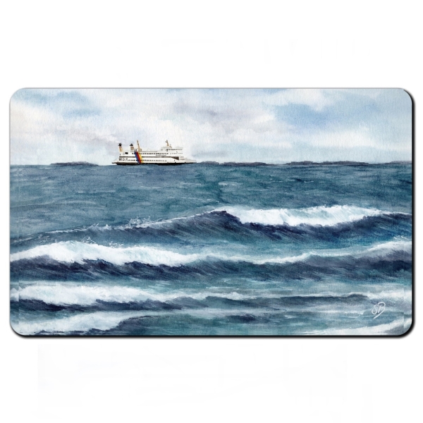 Frühstücksbrettchen Brettchen Aquarell Kunst Druck Kunstdruck Strandkorb Sonnenuntergang Dänemark Nordsee Dagebüll Fähre mit Wellen - DB5