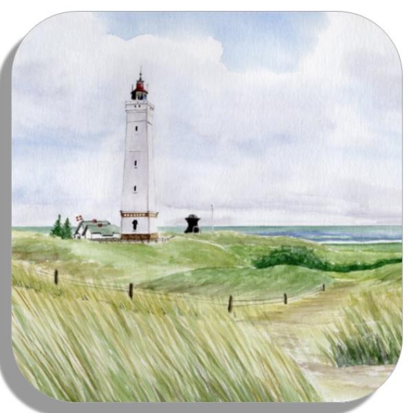 Untersetzer Glasuntersetzer 9,5 x 9,5 cm  Blåvand Blavand Weg zum Leuchtturm DK02