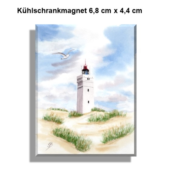 Fridge magnet Watercolor Maritime Art Print Art Print North Sea Denmark Danmark Blåvand Blavand  dunes lighthouse