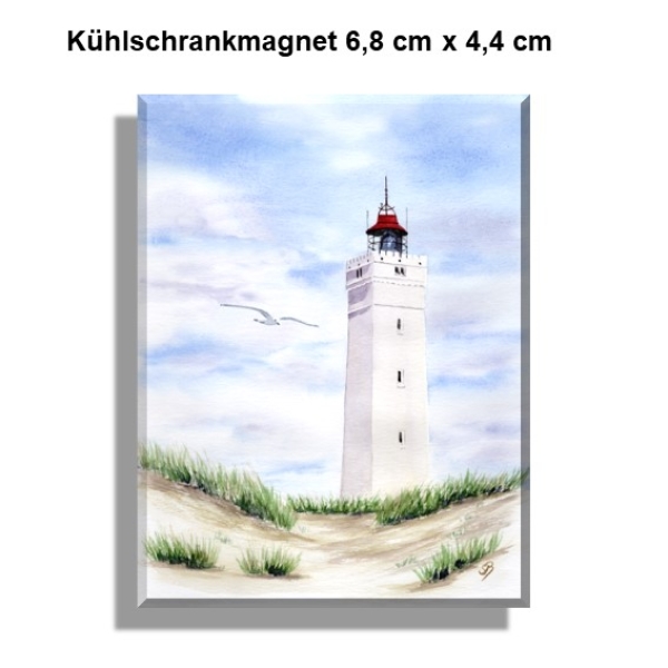 Kühlschrankmagnet  Aquarell Aquarell Maritim Kunst Druck Kunstdruck Nordsee Dänemark Danmark  Blåvand Blavand Dünen Leuchtturm