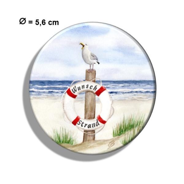 Kühlschrankmagnet m. Flaschenöffner  Rettungsring Aquarell Maritim Kunst Druck Kunstdruck Dänemark Nordsee Ostsee Düne Meer Möwe Strand Wunschname