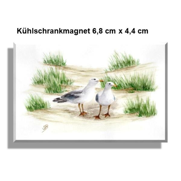 Kühlschrankmagnet  Aquarell Maritim Kunst Druck Kunstdruck Dänemark Nordsee Ostsee Düne Dünen Meer Möwe Möwen Strand