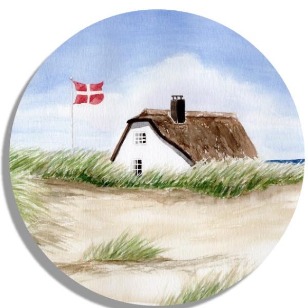 Untersetzer Glasuntersetzer rund 9,5 cm Haus in den Dünen DK14