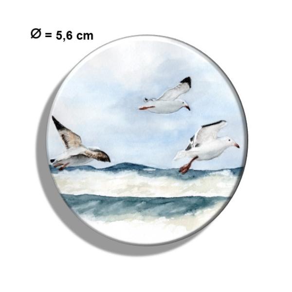 Kühlschrankmagnet m. Flaschenöffner Aquarell Maritim Kunst Druck Dänemark Nordsee Ostsee Düne Dünen Meer Möwe Möwen Strand
