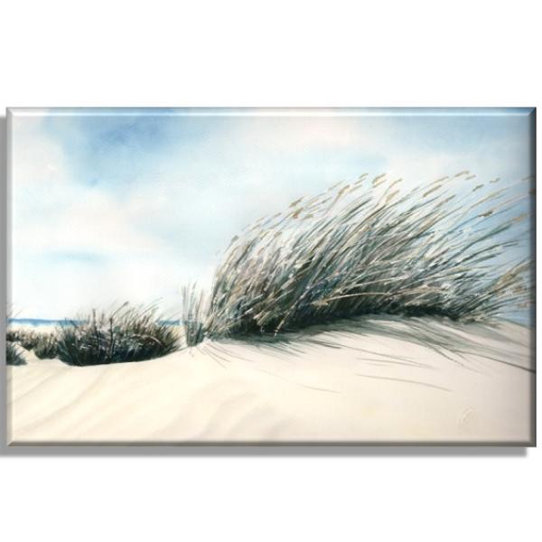 Leinwand 30 x 20 cm Keilrahmen Canvas-Leinen  Aquarell Maritim Kunst Druck Kunstdruck Dänemark Nordsee Ostsee Düne Meer Möwe Strand