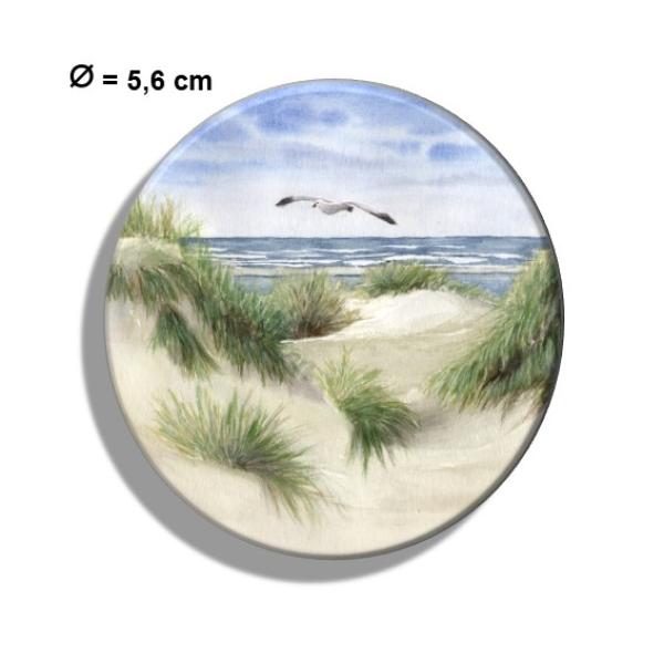 Kühlschrankmagnet m. Flaschenöffner Aquarell Maritim Kunst Druck Kunstdruck Dünen Dänemark Nordsee Düne Meer Möwe Strand