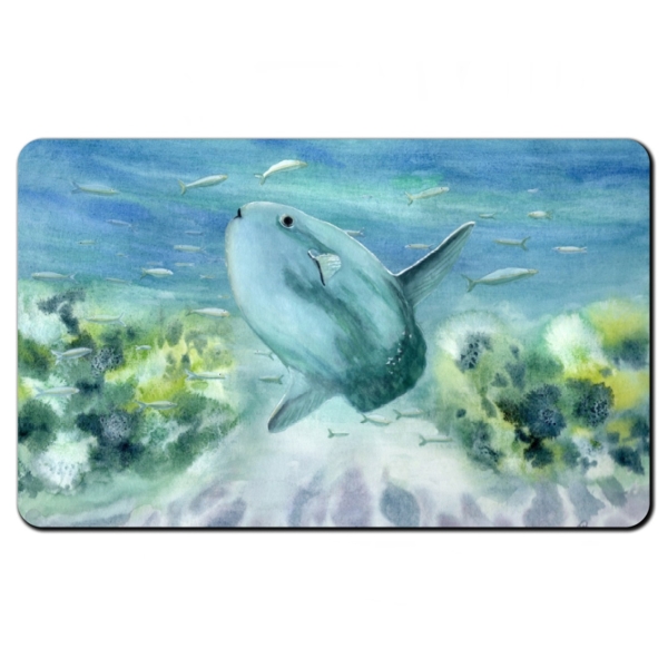 Frühstücksbrettchen Brettchen Aquarell Maritim Kunst Druck Kunstdruck Nordsee Dänemark Danmark  Hirtshals Mondfisch Solfisk