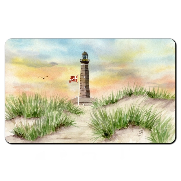 Frühstücksbrettchen Brettchen Aquarell Maritim Kunst Druck Kunstdruck Nordsee Dänemark Danmark  Leuchtturm Skagen Sunset DK66